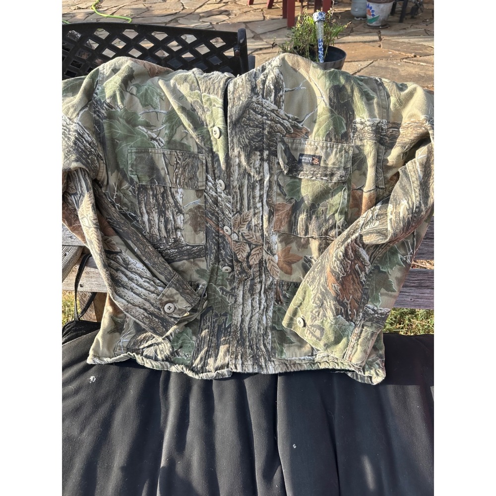 Rattlers Brand Mens Medium Camo Hooded Fleece Lined Shirt Jacket Made in USA